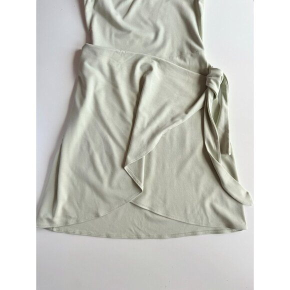 Aritzia WILFRED Saturn Silver Sage Green Jersey Square Neck Wrap Dress, Size S - Picture 7 of 16